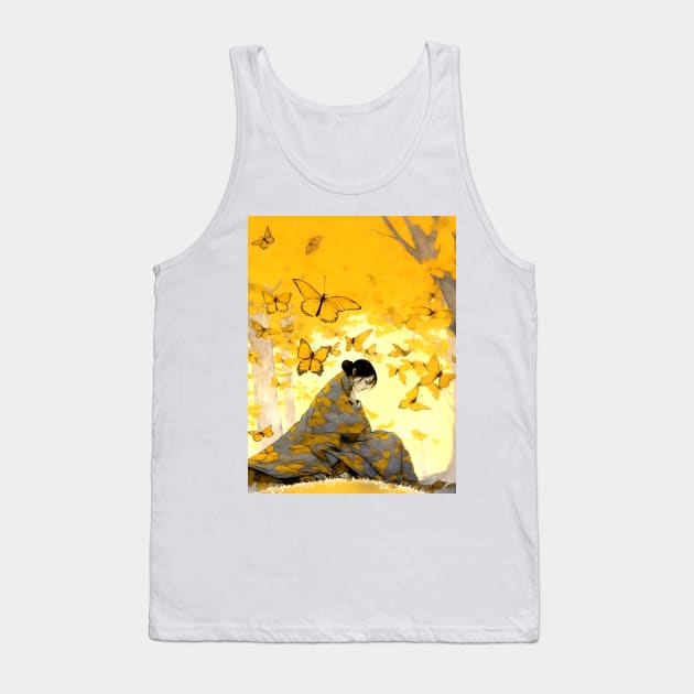 Autumn: Japanese Woman in a Contemplative Moment Tank Top by Puff Sumo